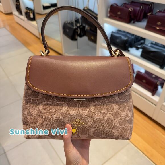 NWT Coach Emory Top Handle Bag Signature Chenille CDB08 Vintage Brown